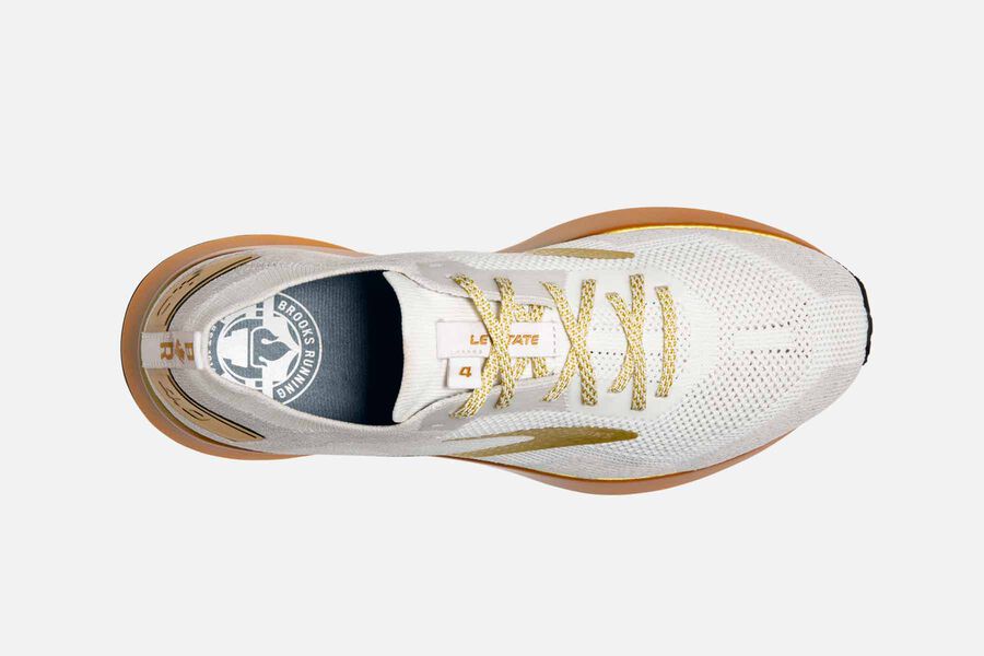 Brooks Running Shoes Womens White/Gold - Levitate 4 Road - 0459-IUWBD